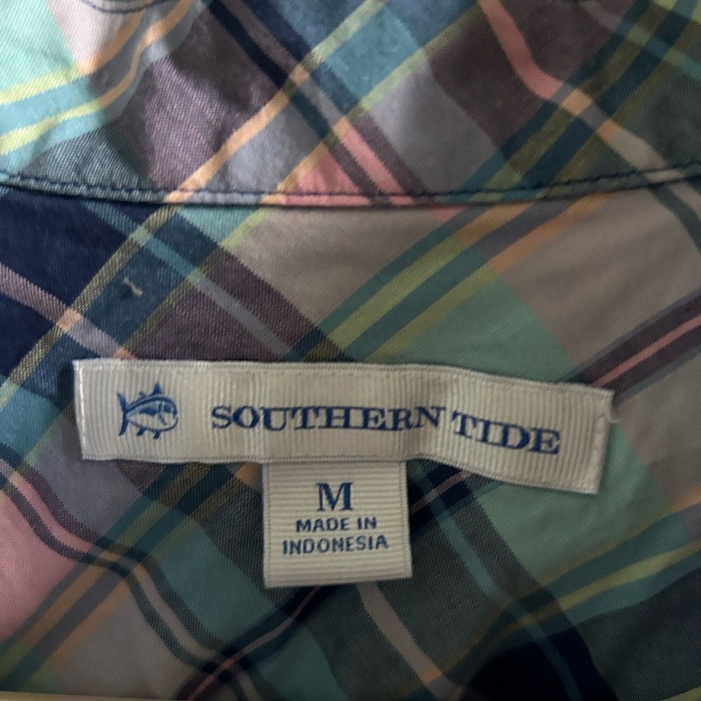 Southern Tide Plaid 100% Cotton 3/4 Button Down Shirt - Picture 2 of 7